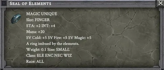 SEAL OF ELEMENTS item card